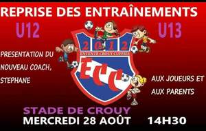 U12-U13 - REPRISE ENTRAINEMENT - SAISON 24/25